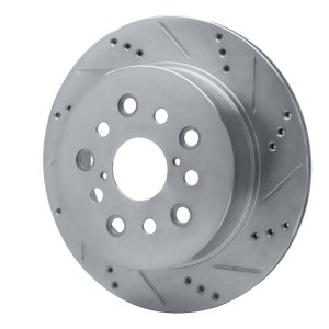 Lexus LS430 Brake Rotor (1) - Rear Right - R1 Concepts - Drilled & Slotted - Silver - `01-`06